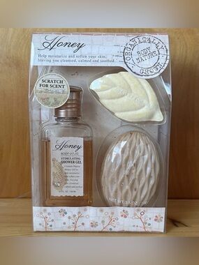 Body Nature Honey Shower Gel-Bath Fizzer-Soap Natural Therapy Bath Gift Set NEW